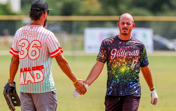 Opposite teams high fives