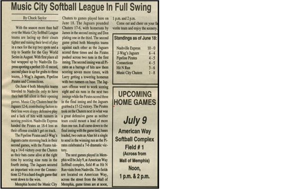 Newspaper with old BCSA schedule