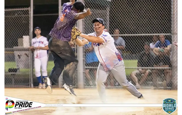 Chris tagging a player out